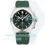 Super Clone BLS Factory Breitling Chronomat B01 42mm Green Watch with Diamonds 